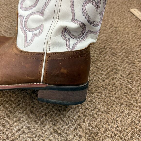 Laredo Western Boots Womens Mesquite Leather Square Taupe White 5621 Size 10 - Picture 11 of 12